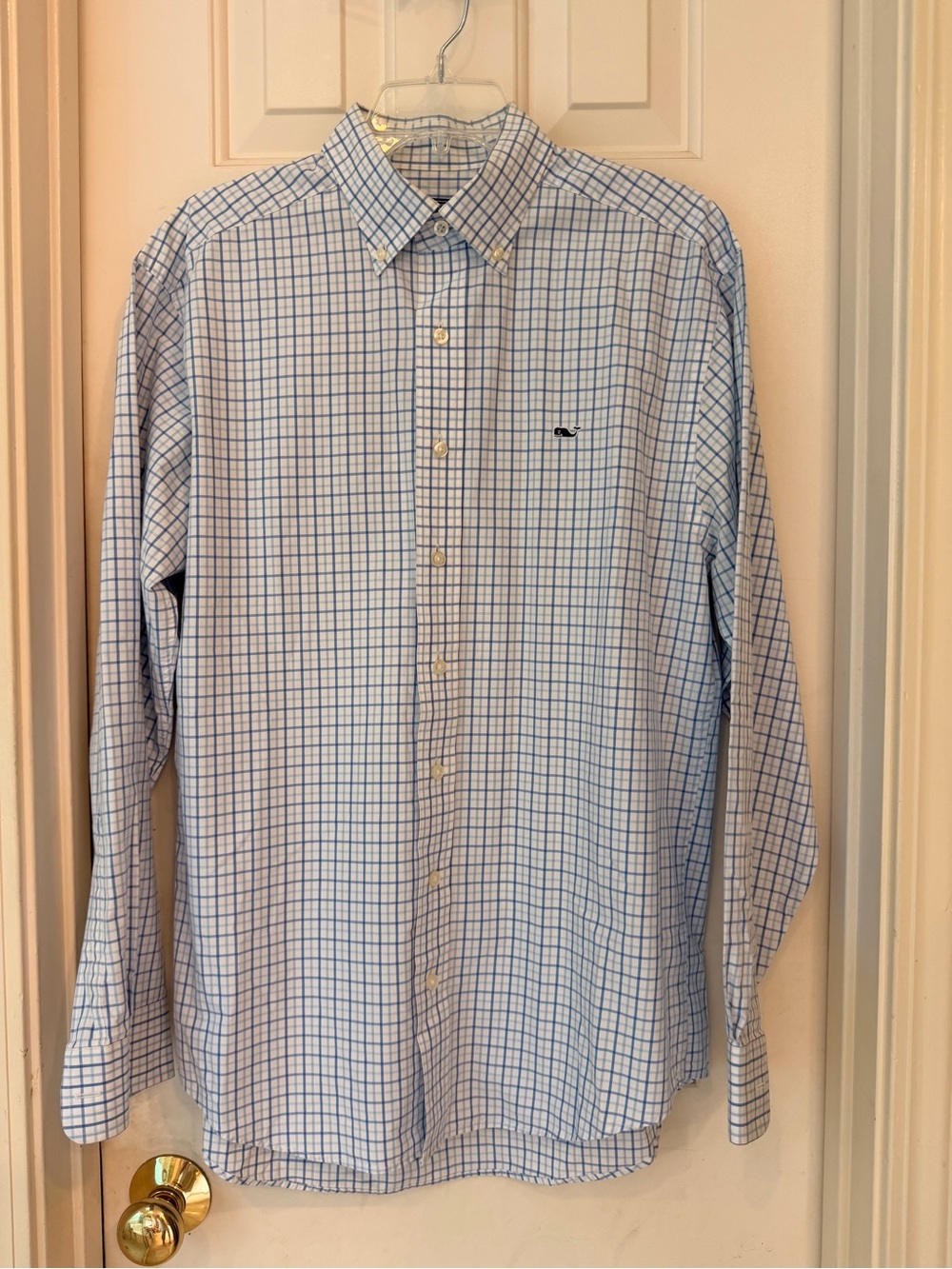 Vineyard Vines Men’s Classic Fit Whale Button Down Shirt Plaid, White Blue, Sz M - Picture 12 of 12